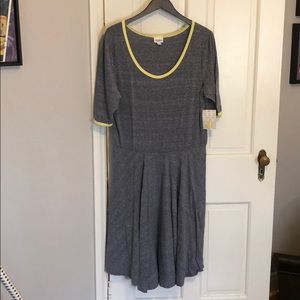 LuLaRoe Nicole NWT 3XL Grey Dress Yellow Trim